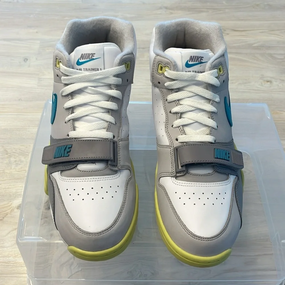 Nike men’s size 11 Air Trainer 1 White/Neutral Grey/Cement Grey/Teal Nebula